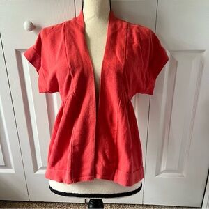 Christopher & Banks Coral Open-Front Short Sleeve Cardigan Size Medium